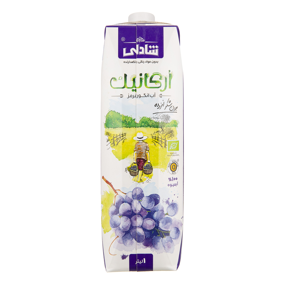 آبمیوه انگور قرمز ارگانیک 1 لیتری شادلی