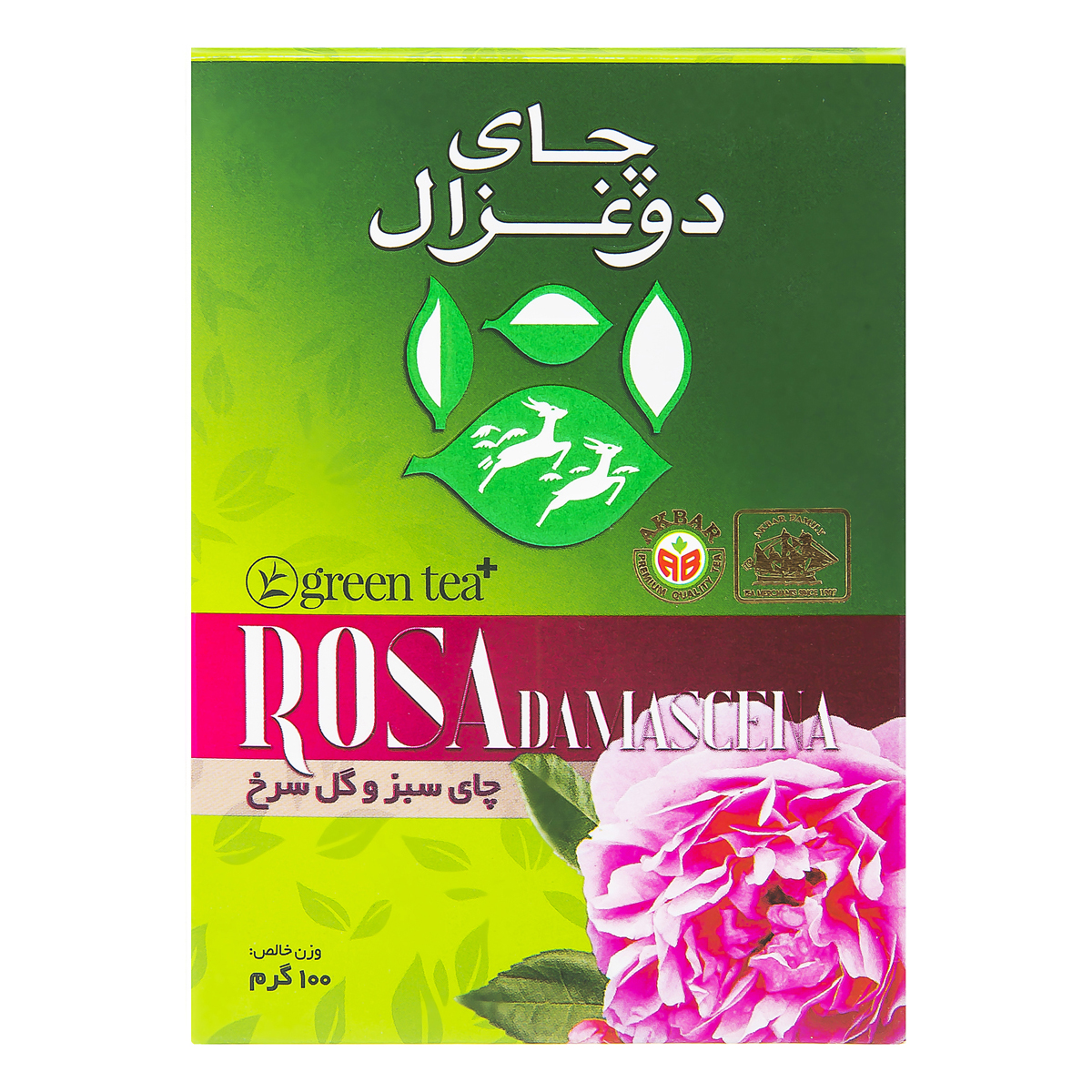 چای سبز و گل سرخ 100 گرمی دوغزال
