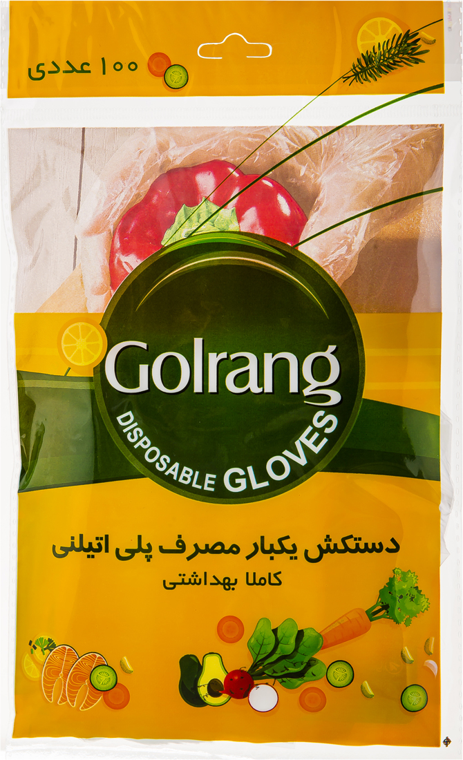 دستکش یکبار مصرف پلی اتیلنی 100 عددی گلرنگ