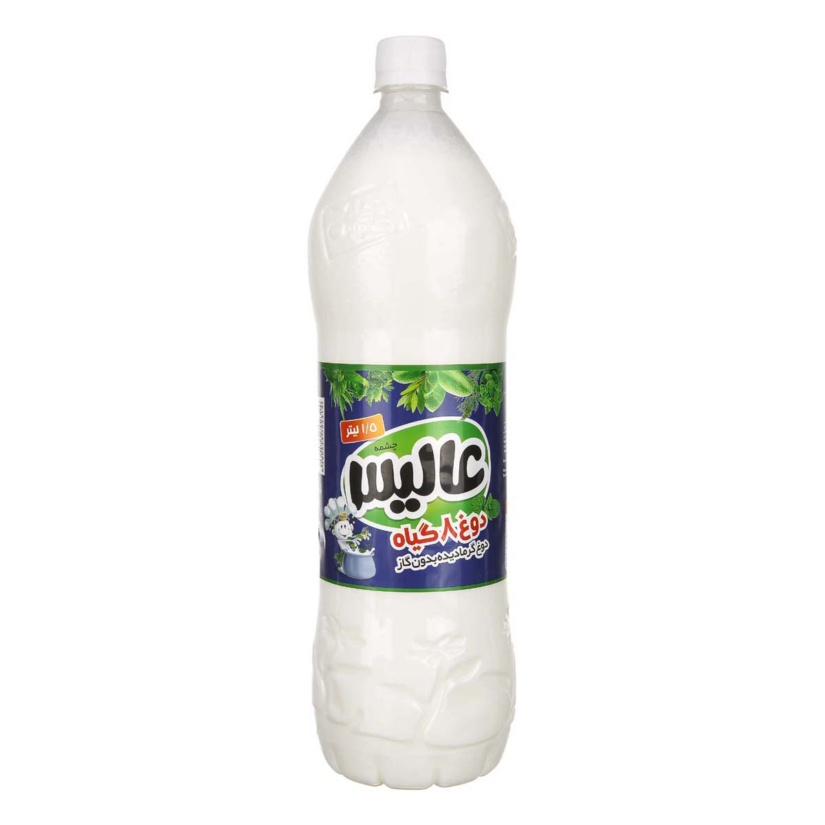 دوغ هشت گیاه گرما دیده بدون گاز 1.5 لیتری عالیس