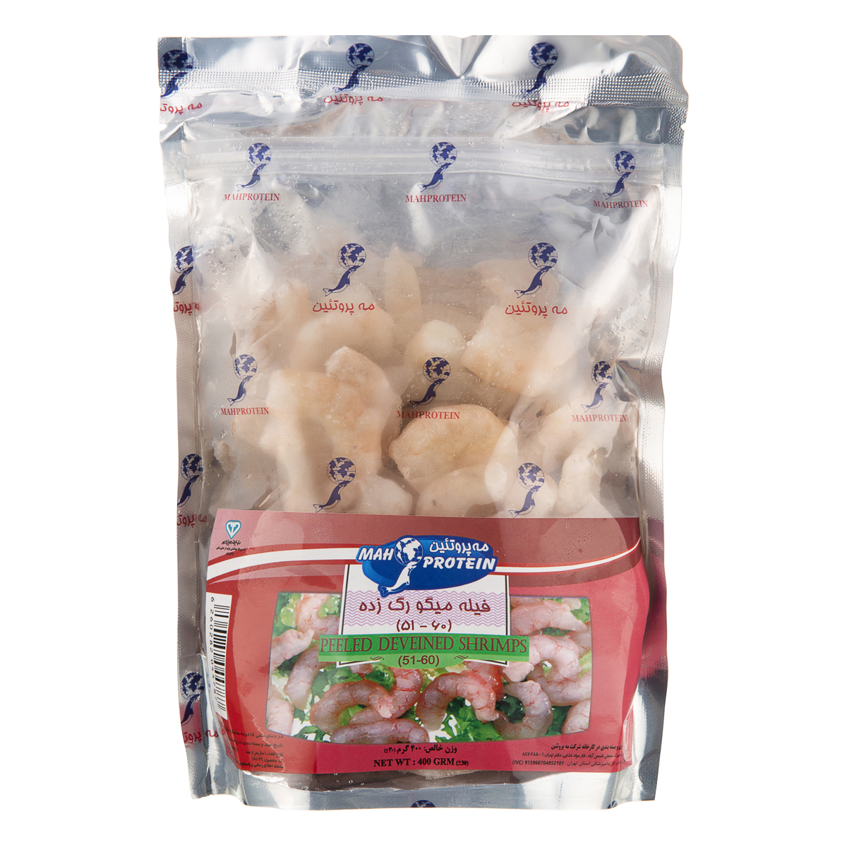 فیله میگو رگ زده سایز (60-51) 400 گرمی مه پروتئین