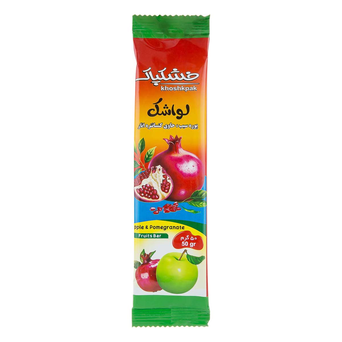 لواشک پوره سیب حاوی کنسانتره انار 50 گرمی خشکپاک