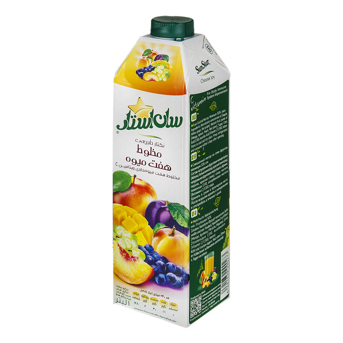نکتار طبیعی مخلوط هفت میوه 1 لیتری سان استار